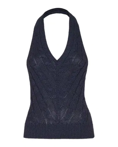 Ralph Lauren Collection Cable-Knit Silk Halter Sweater | Thumbnail 1 Ralph Lauren Collection Cable-Knit Silk Halter Sweater | Thumbnail 1