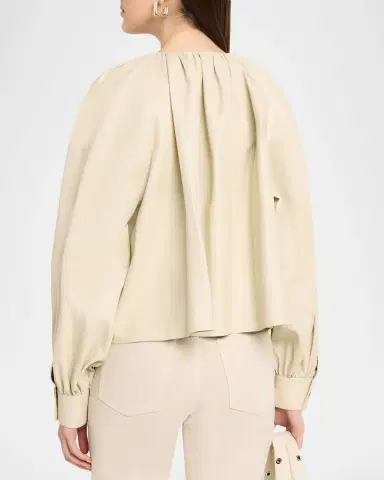Co Gathered Leather Long-Sleeve Shirt | Thumbnail 3 Co Gathered Leather Long-Sleeve Shirt | Thumbnail 3
