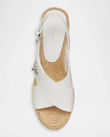 Tory Burch Turnlock Leather Slingback Espadrille Wedge Sandals | Thumbnail 3 Tory Burch Turnlock Leather Slingback Espadrille Wedge Sandals | Thumbnail 3