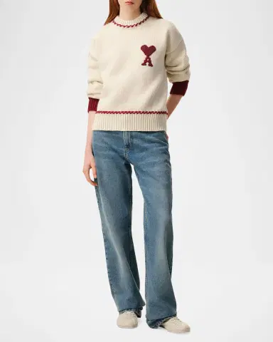 AMI PARIS Ami De Coeur Embroidered Crewneck Sweater | Thumbnail 2 AMI PARIS Ami De Coeur Embroidered Crewneck Sweater | Thumbnail 2