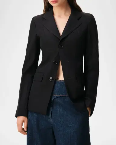 Ami Paris Single-Breasted Slim Wool Blazer Jacket | Thumbnail 4 Ami Paris Single-Breasted Slim Wool Blazer Jacket | Thumbnail 4