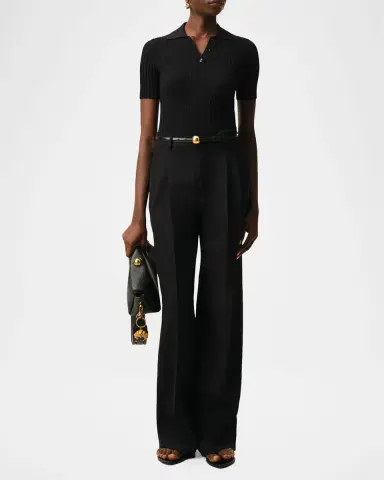 Ami Paris Low-Rise Pleated Wide-Leg Wool Trousers | Thumbnail 2 Ami Paris Low-Rise Pleated Wide-Leg Wool Trousers | Thumbnail 2