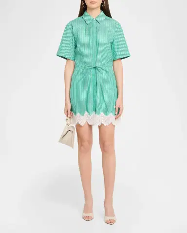 Simkhai Poplin Lace-Trim Shirtdress | Thumbnail 2 Simkhai Poplin Lace-Trim Shirtdress | Thumbnail 2