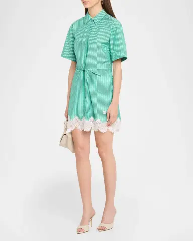 Simkhai Poplin Lace-Trim Shirtdress | Thumbnail 4 Simkhai Poplin Lace-Trim Shirtdress | Thumbnail 4