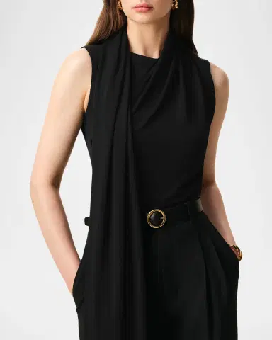 Ami Paris Sleeveless Scarf-Neck Lavaliere Top | Thumbnail 4 Ami Paris Sleeveless Scarf-Neck Lavaliere Top | Thumbnail 4