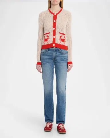 Autumn Cashmere Crab Intarsia Mesh-Knit Cardigan | Thumbnail 2 Autumn Cashmere Crab Intarsia Mesh-Knit Cardigan | Thumbnail 2