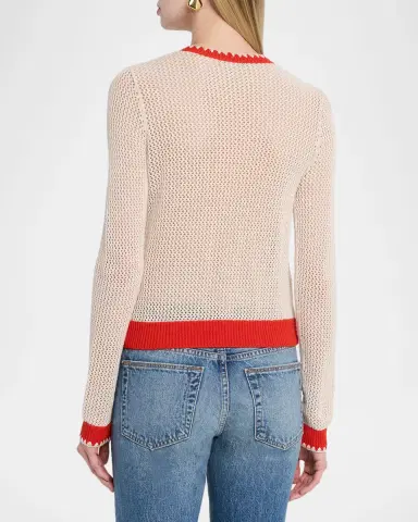 Autumn Cashmere Crab Intarsia Mesh-Knit Cardigan | Thumbnail 3 Autumn Cashmere Crab Intarsia Mesh-Knit Cardigan | Thumbnail 3
