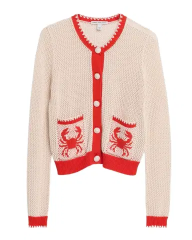 Autumn Cashmere Crab Intarsia Mesh-Knit Cardigan | Thumbnail 1 Autumn Cashmere Crab Intarsia Mesh-Knit Cardigan | Thumbnail 1