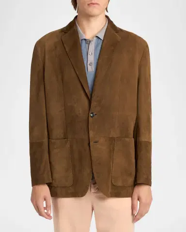 Kiton Men's Suede Patch-Pocket Blazer | Thumbnail 3 Kiton Men's Suede Patch-Pocket Blazer | Thumbnail 3