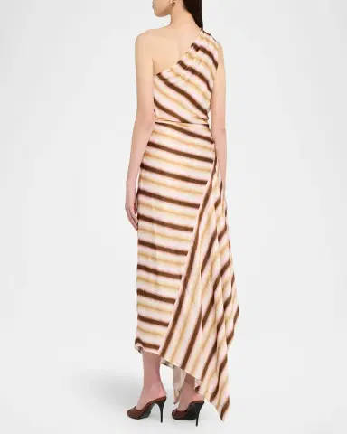 A.L.C. Lyn Stripe Draped One-Shoulder Midi Dress | Thumbnail 3 A.L.C. Lyn Stripe Draped One-Shoulder Midi Dress | Thumbnail 3