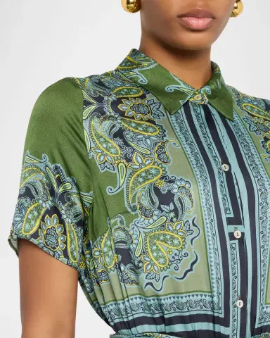 MISA Los Angeles Esmeralda Scarf-Print Satin Midi Shirtdress | Thumbnail 4 MISA Los Angeles Esmeralda Scarf-Print Satin Midi Shirtdress | Thumbnail 4