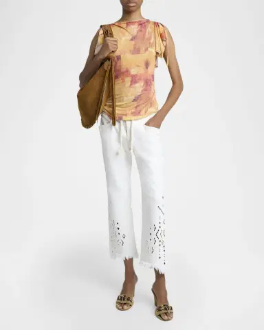 Isabel Marant Jazia Fringe Split-Sleeve Jersey Blouse | Thumbnail 2 Isabel Marant Jazia Fringe Split-Sleeve Jersey Blouse | Thumbnail 2