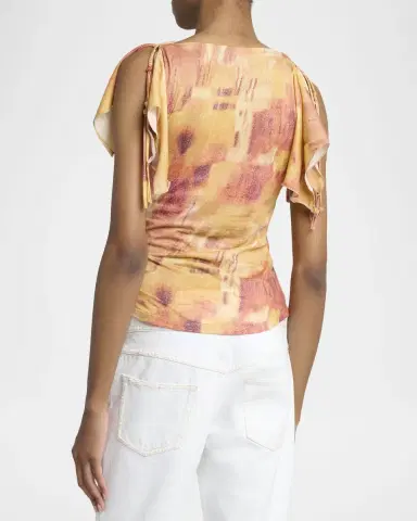 Isabel Marant Jazia Fringe Split-Sleeve Jersey Blouse | Thumbnail 3 Isabel Marant Jazia Fringe Split-Sleeve Jersey Blouse | Thumbnail 3