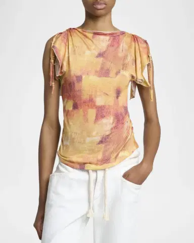 Isabel Marant Jazia Fringe Split-Sleeve Jersey Blouse | Thumbnail 4 Isabel Marant Jazia Fringe Split-Sleeve Jersey Blouse | Thumbnail 4