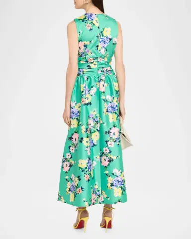 Shoshanna Estrella Floral-Print Mikado Midi Dress | Thumbnail 3 Shoshanna Estrella Floral-Print Mikado Midi Dress | Thumbnail 3