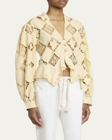 Isabel Marant Nina Lace Embroidered Peplum Top | Thumbnail 4 Isabel Marant Nina Lace Embroidered Peplum Top | Thumbnail 4