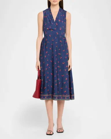 Shoshanna Thorton Cherry-Print Crepe De Chine Midi Dress | Thumbnail 2 Shoshanna Thorton Cherry-Print Crepe De Chine Midi Dress | Thumbnail 2