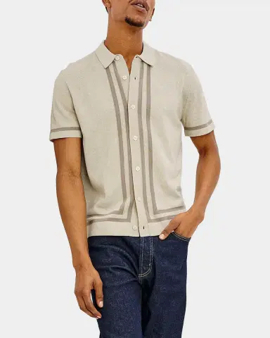 RAILS Men's Leo Melange Short-Sleeve Polo Sweater | Thumbnail 5 RAILS Men's Leo Melange Short-Sleeve Polo Sweater | Thumbnail 5