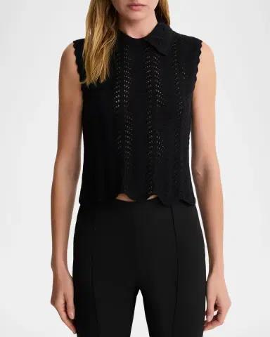 Smythe Club Collar Crochet Sleeveless Sweater | Thumbnail 3 Smythe Club Collar Crochet Sleeveless Sweater | Thumbnail 3