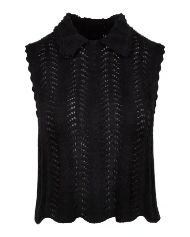 Smythe Club Collar Crochet Sleeveless Sweater | Thumbnail 1 Smythe Club Collar Crochet Sleeveless Sweater | Thumbnail 1