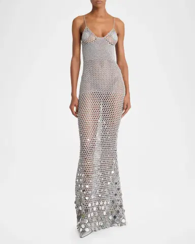 CASABLANCA Mirror Sequined Crochet Knit Maxi Dress | Thumbnail 2 CASABLANCA Mirror Sequined Crochet Knit Maxi Dress | Thumbnail 2