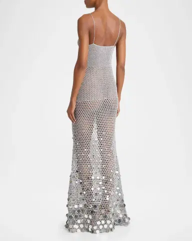 CASABLANCA Mirror Sequined Crochet Knit Maxi Dress | Thumbnail 3 CASABLANCA Mirror Sequined Crochet Knit Maxi Dress | Thumbnail 3