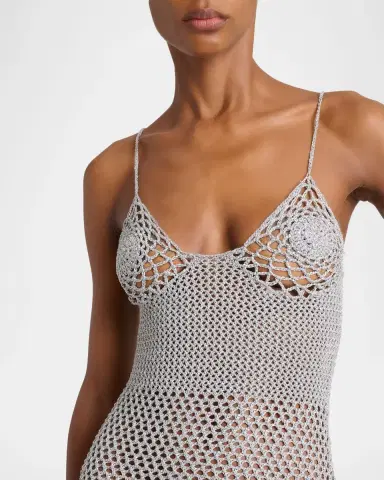 CASABLANCA Mirror Sequined Crochet Knit Maxi Dress | Thumbnail 5 CASABLANCA Mirror Sequined Crochet Knit Maxi Dress | Thumbnail 5