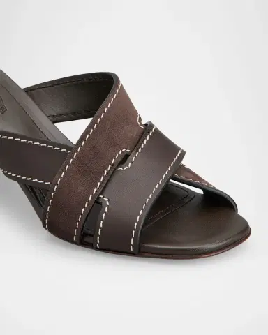 Tod 's Mixed Leather Block-Heel Sandals | Thumbnail 4 Tod 's Mixed Leather Block-Heel Sandals | Thumbnail 4