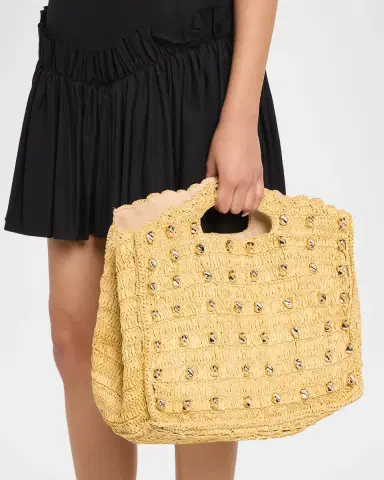 BTB Los Angeles Galia Studded Raffia Tote Bag | Thumbnail 2 BTB Los Angeles Galia Studded Raffia Tote Bag | Thumbnail 2