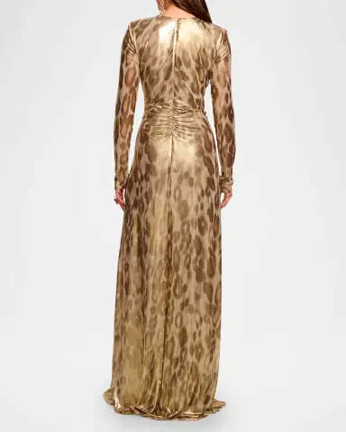 Ramy Brook Martini Plunging Metallic Animal-Print Gown | Thumbnail 2 Ramy Brook Martini Plunging Metallic Animal-Print Gown | Thumbnail 2