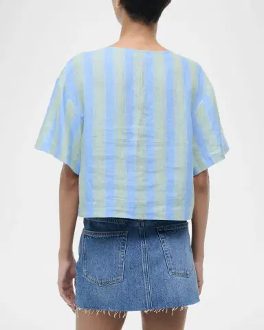 STAUD Ava Striped Linen Top | Thumbnail 2 STAUD Ava Striped Linen Top | Thumbnail 2