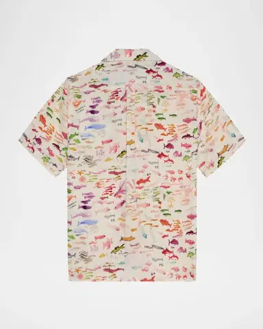 Vilebrequin x Fabrice Hyber Men's Pescador Linen Camp Shirt | Thumbnail 4 Vilebrequin x Fabrice Hyber Men's Pescador Linen Camp Shirt | Thumbnail 4