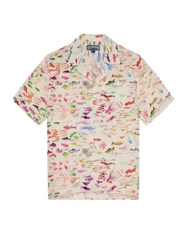 Vilebrequin x Fabrice Hyber Men's Pescador Linen Camp Shirt | Thumbnail 1 Vilebrequin x Fabrice Hyber Men's Pescador Linen Camp Shirt | Thumbnail 1
