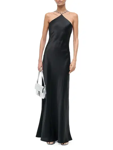 Staud Women's Cadence Chain-Strap Satin Maxi Dress - Black - Size 12 | Thumbnail 2 Staud Women's Cadence Chain-Strap Satin Maxi Dress - Black - Size 12 | Thumbnail 2