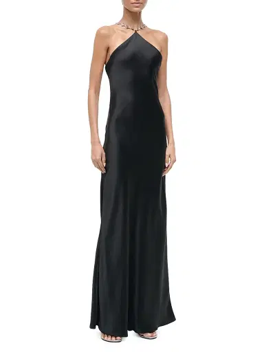 Staud Women's Cadence Chain-Strap Satin Maxi Dress - Black - Size 12 | Thumbnail 3 Staud Women's Cadence Chain-Strap Satin Maxi Dress - Black - Size 12 | Thumbnail 3