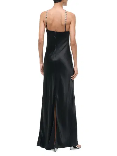 Staud Women's Cadence Chain-Strap Satin Maxi Dress - Black - Size 12 | Thumbnail 4 Staud Women's Cadence Chain-Strap Satin Maxi Dress - Black - Size 12 | Thumbnail 4