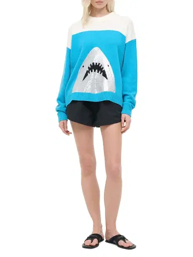 Staud Women's Reya Sequined Great White Knit Sweater | Thumbnail 2 Staud Women's Reya Sequined Great White Knit Sweater | Thumbnail 2