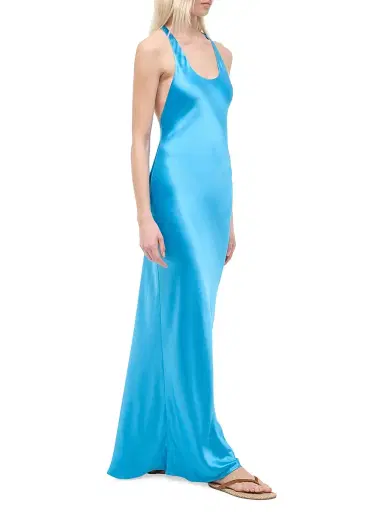 Staud Women's Juanita Racerback Bias Satin Maxi Dress - Pool - Size 12 | Thumbnail 4 Staud Women's Juanita Racerback Bias Satin Maxi Dress - Pool - Size 12 | Thumbnail 4