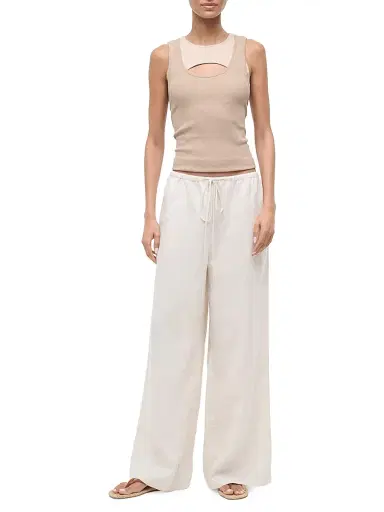 Staud Women's Mateo Linen Wide-Leg Drawstring Pants - Natural - Size XL | Thumbnail 2 Staud Women's Mateo Linen Wide-Leg Drawstring Pants - Natural - Size XL | Thumbnail 2
