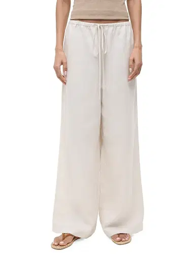 Staud Women's Mateo Linen Wide-Leg Drawstring Pants - Natural - Size XL | Thumbnail 3 Staud Women's Mateo Linen Wide-Leg Drawstring Pants - Natural - Size XL | Thumbnail 3