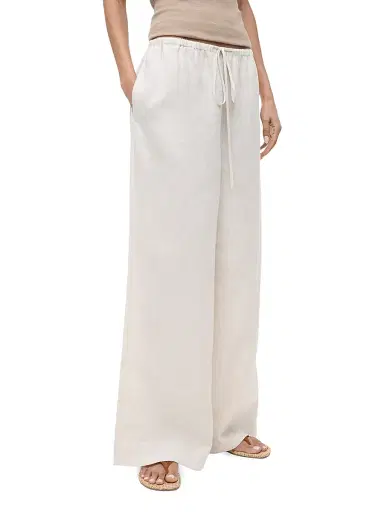 Staud Women's Mateo Linen Wide-Leg Drawstring Pants - Natural - Size XL | Thumbnail 4 Staud Women's Mateo Linen Wide-Leg Drawstring Pants - Natural - Size XL | Thumbnail 4