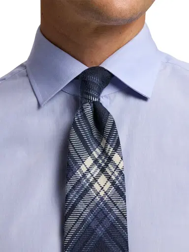 Ralph Lauren Purple Label Men's Plaid Cashmere-Silk Tie - Navy | Thumbnail 4 Ralph Lauren Purple Label Men's Plaid Cashmere-Silk Tie - Navy | Thumbnail 4