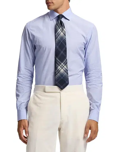Ralph Lauren Purple Label Men's Plaid Cashmere-Silk Tie - Navy | Thumbnail 6 Ralph Lauren Purple Label Men's Plaid Cashmere-Silk Tie - Navy | Thumbnail 6
