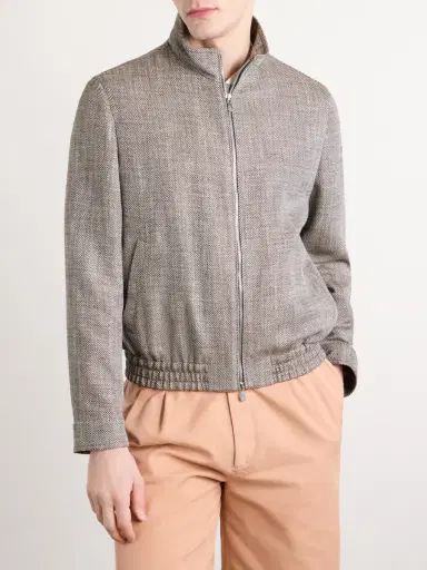 Brunello Cucinelli Herringbone Bomber Jacket - Men | Thumbnail 3 Brunello Cucinelli Herringbone Bomber Jacket - Men | Thumbnail 3