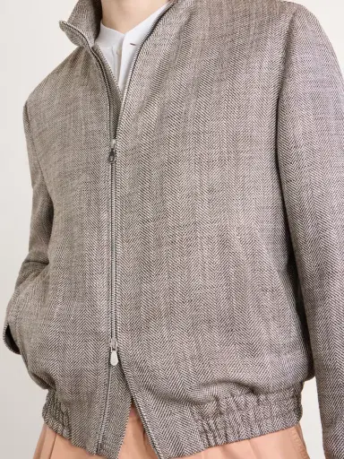 Brunello Cucinelli Herringbone Bomber Jacket - Men | Thumbnail 5 Brunello Cucinelli Herringbone Bomber Jacket - Men | Thumbnail 5