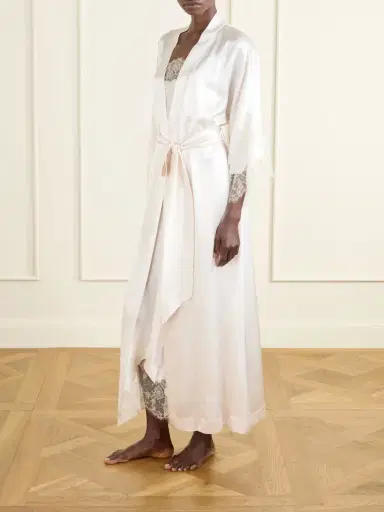 Carine Gilson Belted Lace-trimmed Silk-satin Robe | Thumbnail 2 Carine Gilson Belted Lace-trimmed Silk-satin Robe | Thumbnail 2