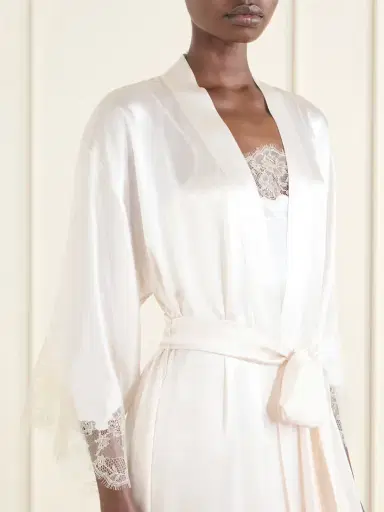 Carine Gilson Belted Lace-trimmed Silk-satin Robe | Thumbnail 4 Carine Gilson Belted Lace-trimmed Silk-satin Robe | Thumbnail 4