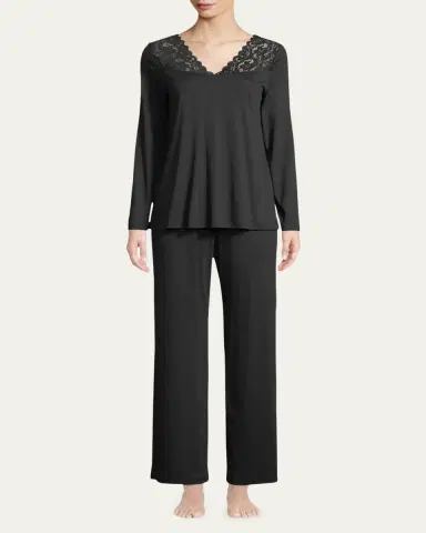 Hanro Moments Long Sleeve Pajama Set | Thumbnail 3 Hanro Moments Long Sleeve Pajama Set | Thumbnail 3