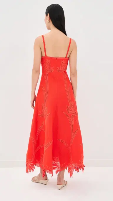 Simkhai Ellery Embroidered Bustier Midi Dress Lobster | Thumbnail 3 Simkhai Ellery Embroidered Bustier Midi Dress Lobster | Thumbnail 3