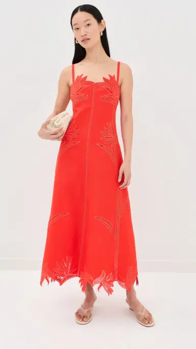 Simkhai Ellery Embroidered Bustier Midi Dress Lobster | Thumbnail 5 Simkhai Ellery Embroidered Bustier Midi Dress Lobster | Thumbnail 5